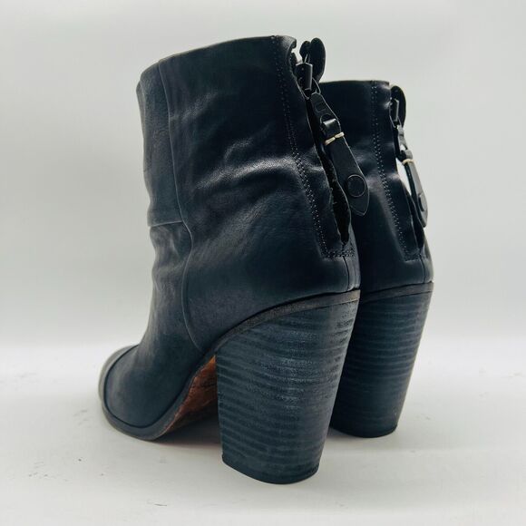 Rag and Bone Boots Womens 8.5 Black Distressed Leather Heeled Ankle Bootie Shoes - Picture 5 of 10